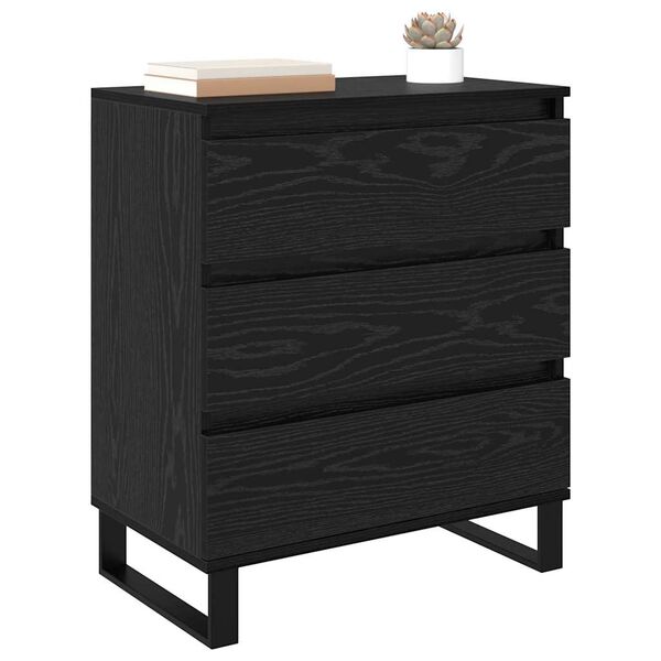 vidaXL Sideboard med skuffe Sort eg 60 x 35 x 70 cm Konstrueret tr&aelig;