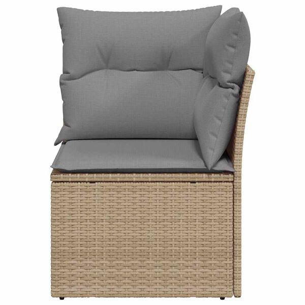 vidaXL hj&oslash;rnemodul til havesofa med hynder polyrattan beige