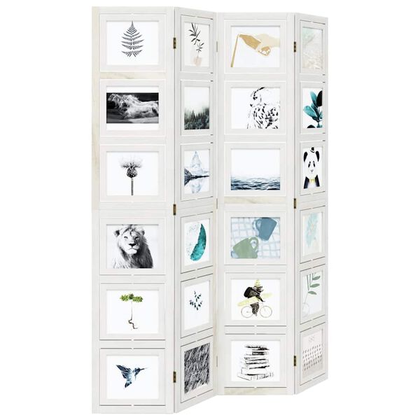 vidaXL rumdeler 4 paneler massivt kejsertr&aelig; hvid