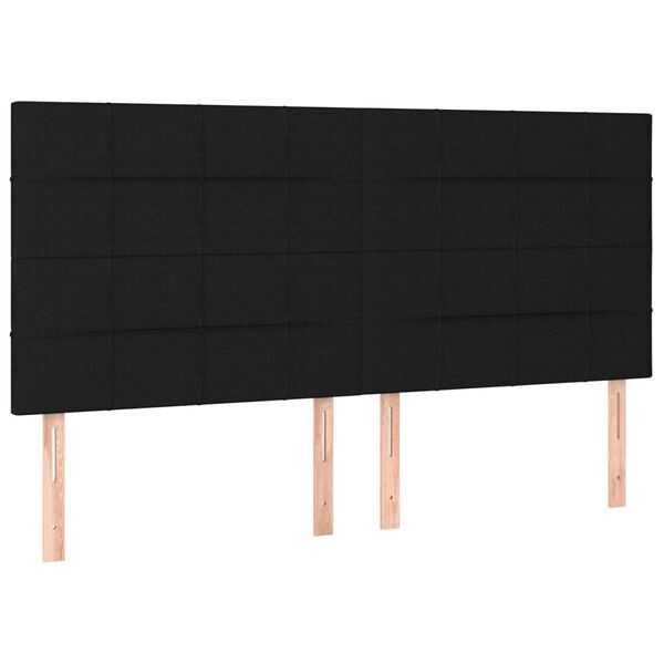 vidaXL sengegavl med LED-lys 160x5x118/128 cm stof sort