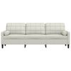 vidaXL 3-personers sofa med pyntepuder 210 cm velour cremefarvet