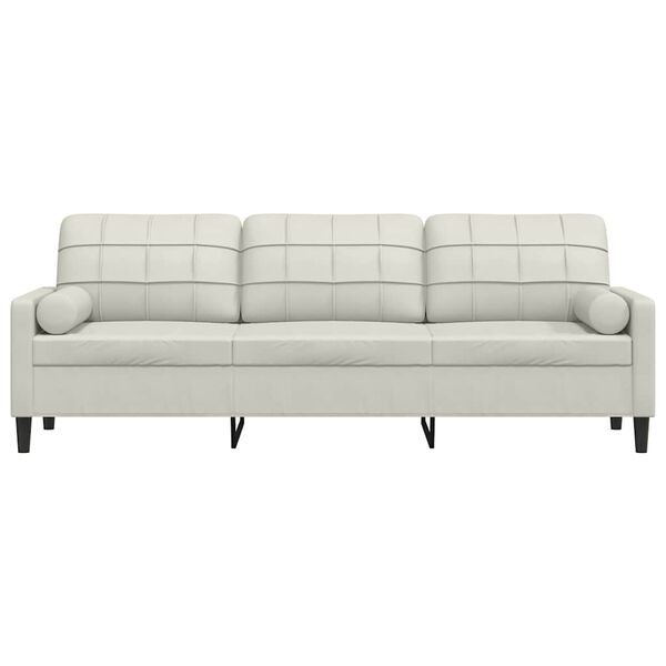 vidaXL 3-personers sofa med pyntepuder 210 cm velour cremefarvet
