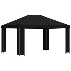 vidaXL Pavillon 4 &times; 3 m Sort Polyester og St&aring;l 190 gsm