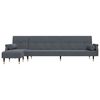 vidaXL L-formet sovesofa 271x140x70 cm velour m&oslash;rkegr&aring;