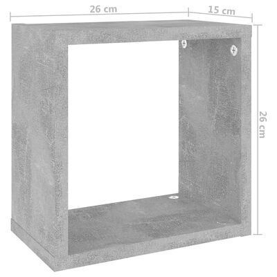 vidaXL væghylder 6 stk. 26x15x26 cm kubeformet betongrå