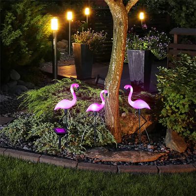 HI soldrevet havelampe Flamingo 3 stk.