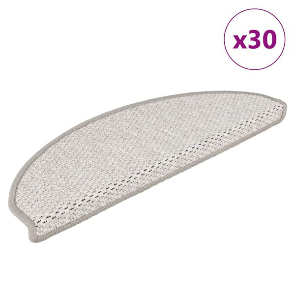 vidaXL selvkl&aelig;bende trappem&aring;tter 30 stk. 65x21x4 cm sisal-look platina