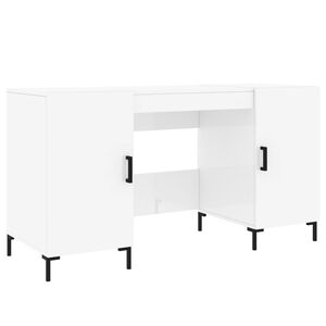 vidaXL skrivebord 140x50x75 cm konstrueret tr&aelig; hvid h&oslash;jglans