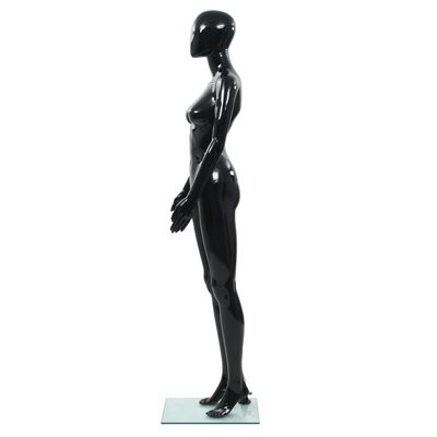 vidaXL mannequin kvinde fuld figur glassokkel sort højglans 175 cm