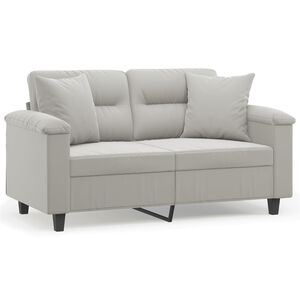 vidaXL 2-personers sofa med puder 120 cm mikrofiberstof lysegr&aring;