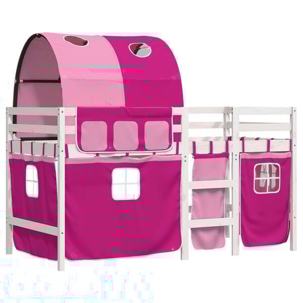 vidaXL h&oslash;jseng med tunnel 90x200 cm massivt fyrretr&aelig; pink