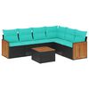 vidaXL havesofas&aelig;t med 7 hynder sort polyrattan
