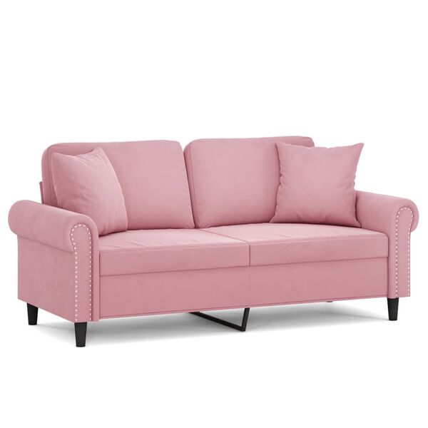 vidaXL 2-personers sofa med pyntepuder 140 cm velour pink
