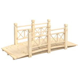 vidaXL havebro med gel&aelig;nder 150x67x56 cm massivt grantr&aelig;
