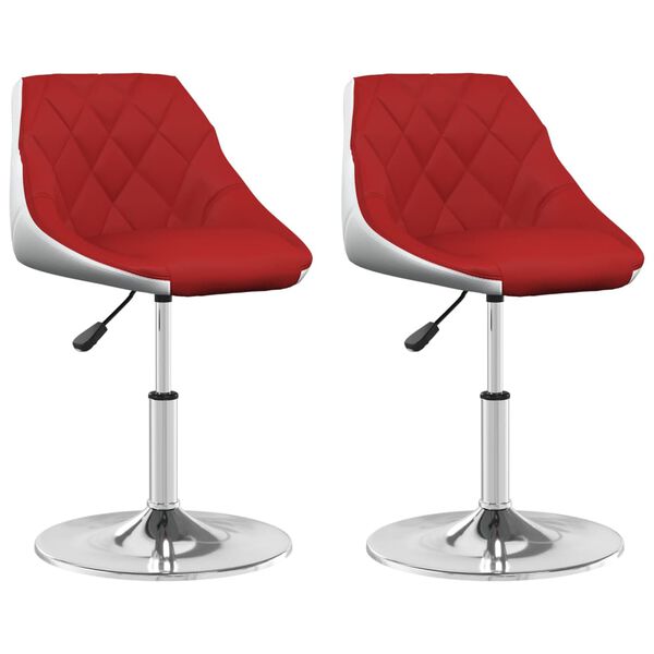 vidaXL drejelige spisebordsstole 2 stk. kunstl&aelig;der vinr&oslash;d og hvid