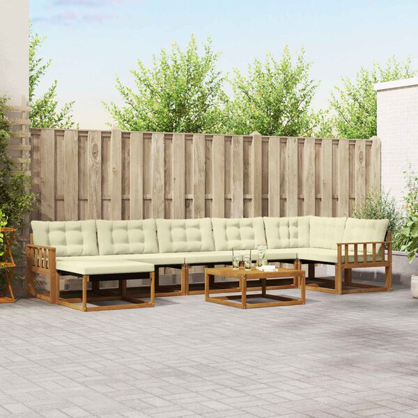 vidaXL Udend&oslash;rs sofagruppe 22 pcs Naturlig og Fl&oslash;de Massivt Akacietr&aelig;