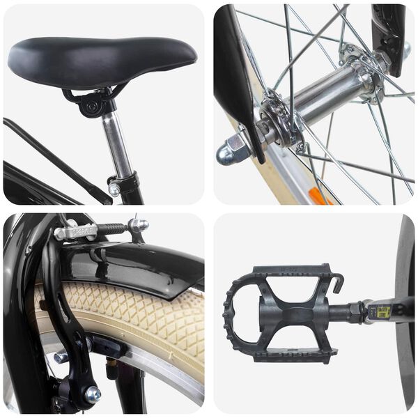 vidaXL B&oslash;rnecykel 24 tommer til 8-12 &aring;r Sort