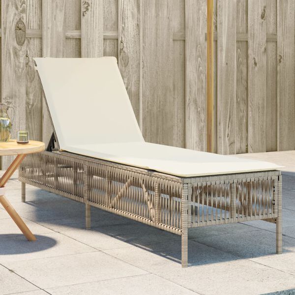 vidaXL liggestol med hynde polyrattan beige