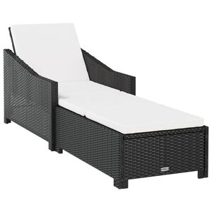 vidaXL liggestol med cremefarvet hynde polyrattan sort