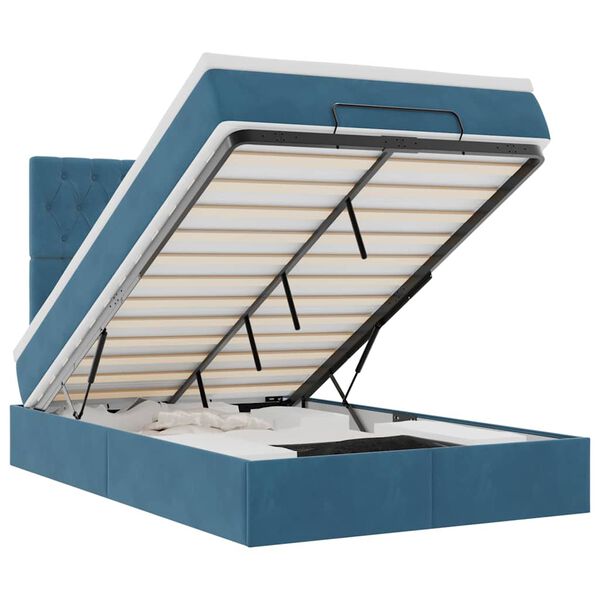 vidaXL osmannisk sengeramme med madrasser 120x190 cm fl&oslash;jl m&oslash;rkebl&aring;