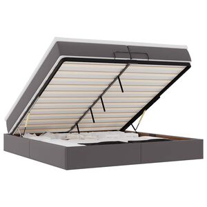 vidaXL osmannisk sengeramme med madrasser 200x200 cm kunstl&aelig;der gr&aring;