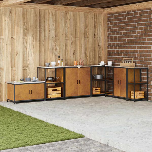 vidaXL K&oslash;kkenopbevaring med hylde Rusten 60 x 50 x 92 cm St&aring;l