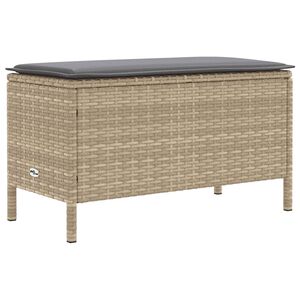 vidaXL Havepuf med pude Beige og lys gr&aring; 80 x 38 x 42 cm PE Rattan
