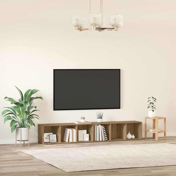 vidaXL TV-m&oslash;bels&aelig;t V&aelig;gmonteret 2 pcs Artisan Egetr&aelig; 37 x 35 x 107cm