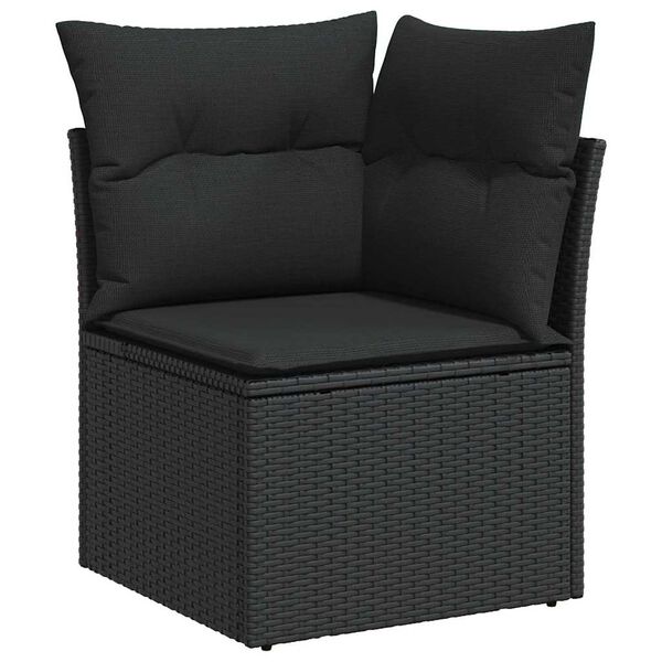 vidaXL Havesofa S&aelig;t med pude 11 pcs Sort Poly rattan