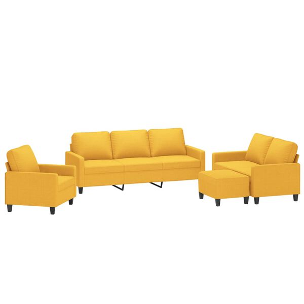 vidaXL sofas&aelig;t 4 dele med hynder stof lysegul