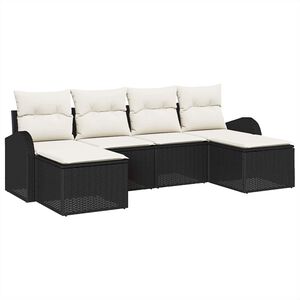 vidaXL Sofa S&aelig;t med pude med opbevaring 6 pcs Sort og Hvid polyrattan