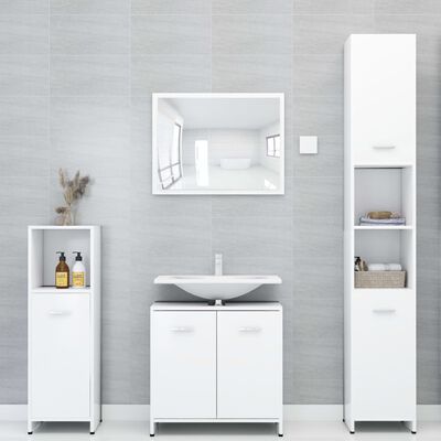 vidaXL badeværelsesmøbelsæt 4 dele spånplade hvid