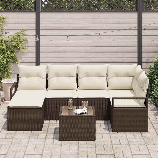 vidaXL Sofa Sæt 7 pcs Brun polyrattan