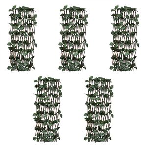 vidaXL pilehegn med espalier 5 stk. med kunstige blade 180x30 cm