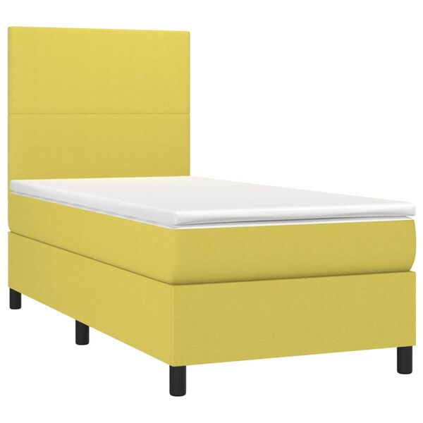 vidaXL kontinentalseng med LED-lys 100x200 cm stof gr&oslash;n