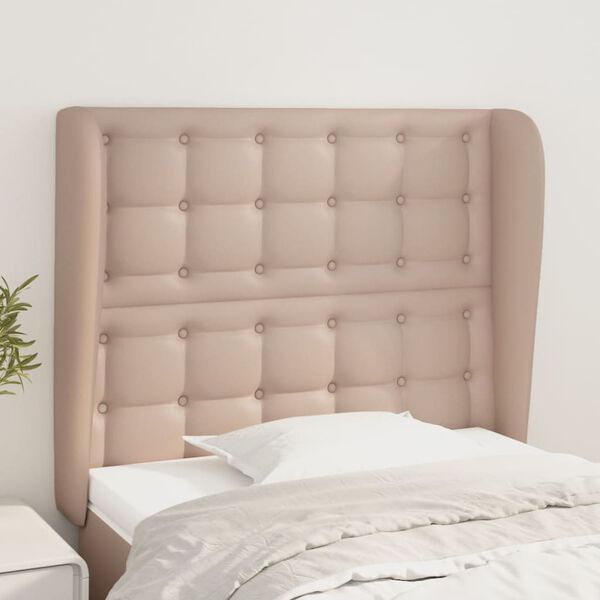 vidaXL sengegavl med kanter 93x23x118/128 cm kunstl&aelig;der cappuccino