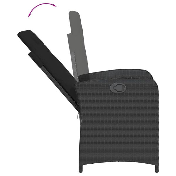 vidaXL spisebordss&aelig;t til haven 7 dele med hynder polyrattan sort