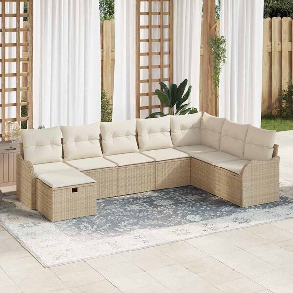 vidaXL Sofa S&aelig;t med pude 8 pcs Beige og creme polyrattan