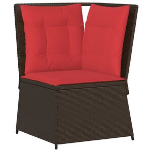vidaXL havesofa hj&oslash;rne med hynder brun polyrattan