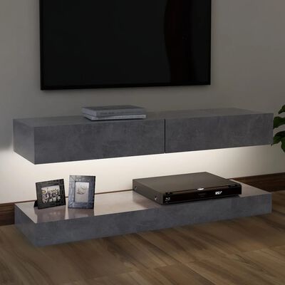 vidaXL tv-skab med LED-lys 120x35 cm betongrå