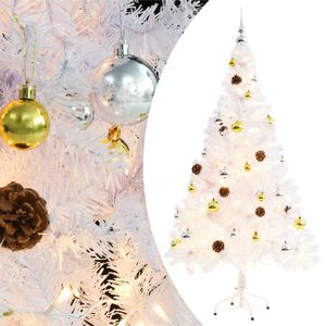 vidaXL kunstigt juletr&aelig; med lys og julekugler 150 cm hvid