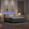 vidaXL LED Box Spring Bed med madras med LED Gr&aring;brun 140 x 200 cm Stof