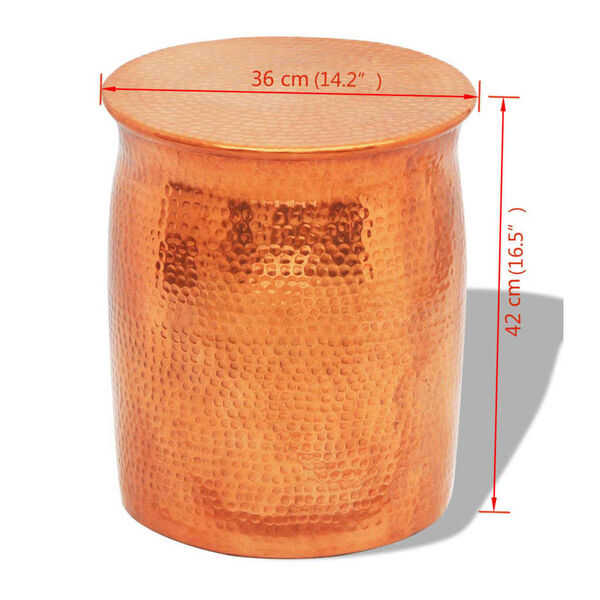 vidaXL taburet/sidebord hamret aluminium messing/kobberfarvet