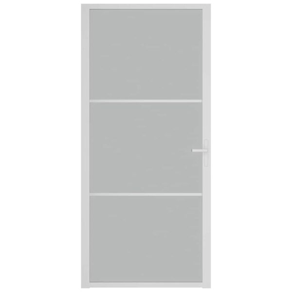 vidaxL d&oslash;r 93x201,5 cm mat glas og aluminium hvid