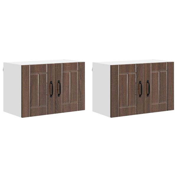 vidaXL K&oslash;kkenv&aelig;gskabe 2 pcs Brun eg 60 x 31 x 40 cm Konstrueret tr&aelig;
