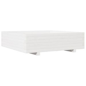 vidaXL plantekasse 90x90x26,5 cm massivt fyrretr&aelig; hvid