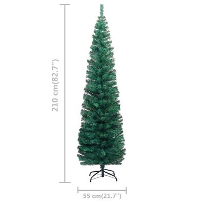vidaXL smalt kunstigt juletræ med lys og kuglesæt 210 cm grøn