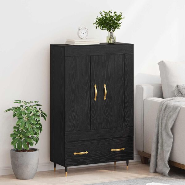 vidaXL Highboard med skuffe Sort eg 69,5 x 31 x 115 cm Konstrueret tr&aelig;