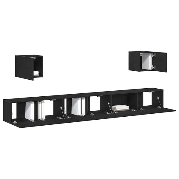 vidaXL TV-m&oslash;bels&aelig;t 7 pcs Sort eg 100 x 30 x 30 cm Konstrueret tr&aelig;