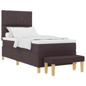 vidaXL Box spring seng med pude M&oslash;rkebrun 200 x 100 cm Stof